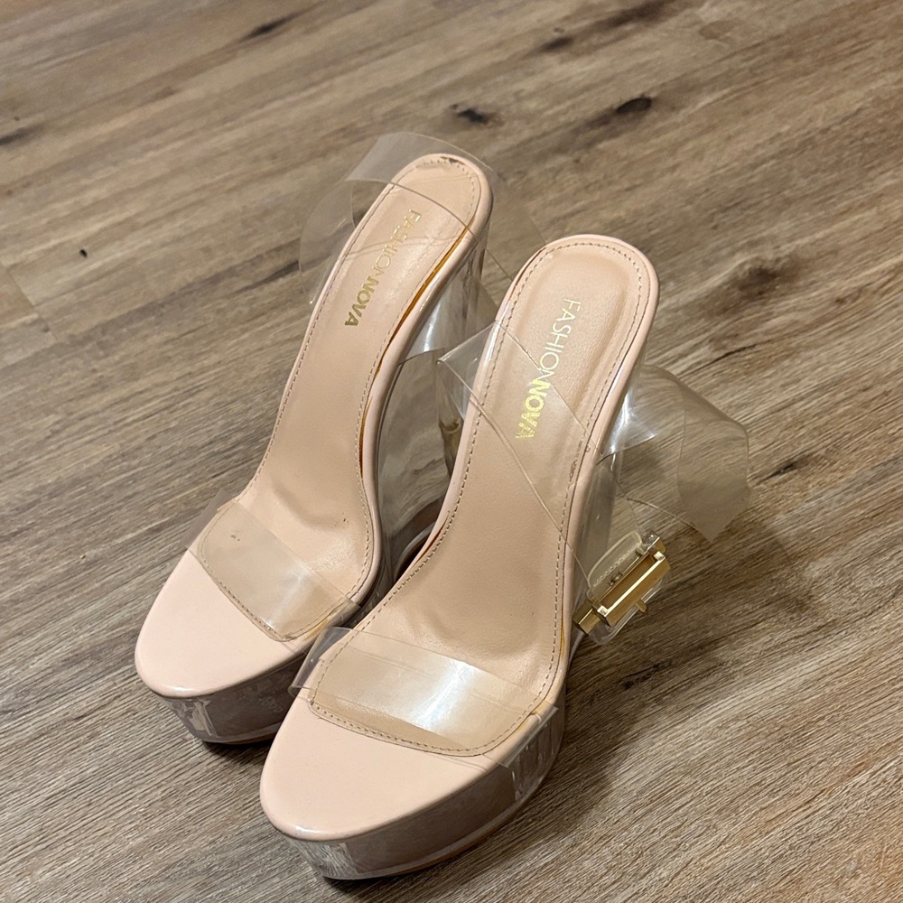 Fashion Nova Blush and Clear Heels